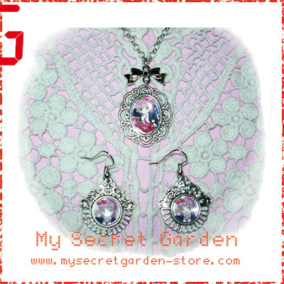 Shugo Chara ( My Guardian Characters) ! しゅごキャラ Amu Hinamori anime Cabochon Necklace & Earrings Set